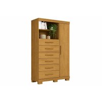 Cômoda Solteiro Marabá 1 Porta 6 Gavetas c/Pés Cinamomo S. Andirá