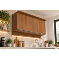 Armário Cozinha Modulado Aéreo Liga 4 Portas 165cm Canela Kappesberg