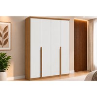 Guarda Roupa 4 Portas 2 Gavs Alonzo Lopas Amêndoa/Bco