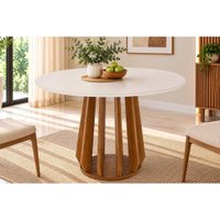 Mesa Jantar Pitanga Madeira c/Vidro 120cm Madeira/OffW Cimol