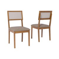 Cadeira Jantar Kit 2un Encanto Madeira/Linho Bege Cimol