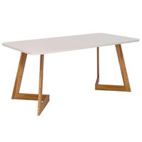Mesa Cozinha Caju Madeira c/Vidro 210x100cm Madeira/Off Cimol
