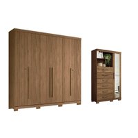 Quarto Completo Casal Guarda Roupa 6Ptas Buriti + Cômoda Marabá Jatobá S. Andirá