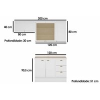 Kit Modulado 3 Peças Bella C3P23 Nogal/Cinza Carraro