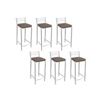 Banqueta Cozinha Kit 6un Gênova Alta Cromado Kappesberg