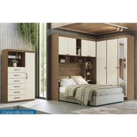 Quarto Completo Juvenil Guarda Roupa 7 Ptas Lugano + Cômoda Marabá Areia S. Andirá