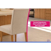 Kit 2un Cadeiras Jantar Encanto Madeira/Linho Bege Cimol