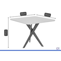 Mesa Cozinha Cacau Madeira c/Vidro 95x95cm Madeira/Off Cimol
