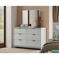 Cômoda Solteiro 1160 c/Espelho e 6 Gavetas c/Pés Branco Carraro