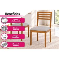 Cadeira Jantar Kit 2un Juparanã Madeira/Linho Bege Cimol