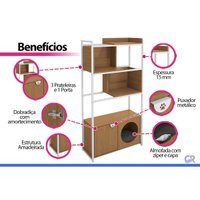 Estante p/ Quarto Solteiro Cama Pet p/ Cão e Gato LI060 Branco Kappesberg
