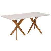 Mesa Cozinha Cacau Madeira c/Vidro 180cm Madeira/Off Cimol