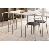 Mesa Cozinha 216 + 4 Banquetas 105 Prata Carraro