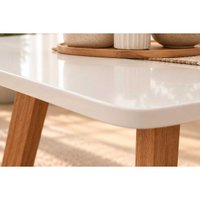 Mesa Jantar Acerola Madeira c/Vidro 130cm Madeira/Off Cimol