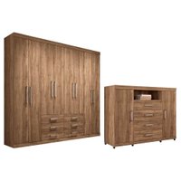 Quarto Completo Juvenil Guarda Roupa 8Pts Master 8.6 + Cômoda Jatobá S. Andirá