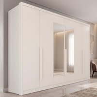 Guarda-Roupa Casal com Espelho 6 Portas e 4 Gavetas Multimóveis CRNVH-GRP141 Neve