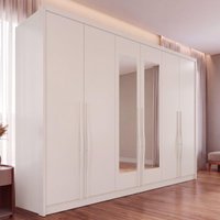 Guarda-Roupa Casal com Espelho 6 Portas e 6 Gavetas Multimóveis CRNVH-GRP137 Neve
