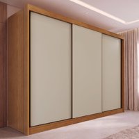 Guarda-Roupa Casal com 3 Portas de Correr e 6 Gavetas Multimóvei CRNVH-GRP138 Cinamomo/Bege