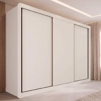 Guarda-Roupa Casal com 3 Portas de Correr e 6 Gavetas Multimóvei CRNVH-GRP138 Neve