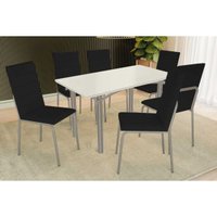 Mesa Sala Jantar Elba + 6 Cad Amsterdã Niquel/Pto Kappesberg