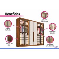 Guarda Roupa Modulado Solteiro 6 Ptas 4Vd 8G Linea Cinam N. Horizonte
