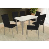 Mesa Cozinha Elba 120 + 6 Cad Amsterdã Niquel/Pto Kappesberg