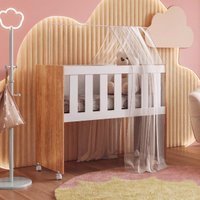 Mini Berço Moisés Multifuncional 100% MDF com Colchão Incluso Multimóveis CRTIG-BER004 Branco/Madeirado