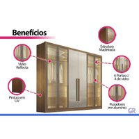 Guarda Roupa 6 Portas 4V 4G Linea N. Horizonte Neve