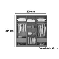 Guarda Roupa 6 Portas 2 Rip 4Gv Denver Rufato Naturale