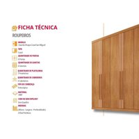 Guarda Roupa 6 Portas 6 Gavs Lucca Rufato Naturale