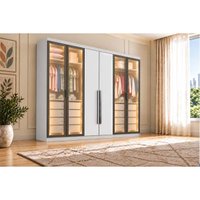 Guarda Roupa Modulado Solteiro 6 Ptas 4Vd 8G Linea Neve N. Horizonte