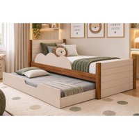 Cama Multifuncional Solteiro c/Auxiliar Elza Cinamomo/Off White Permóbili