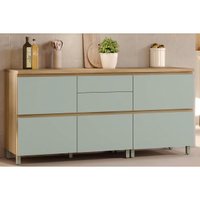 Gabinete Cozinha Modulado 2 Portas 5Gavetas Rainha Nature/Verde Nesher