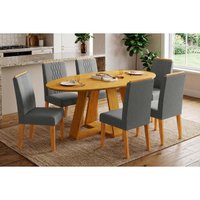 Mesa Cozinha Celeste 183 + 6 Cad Lia Cedro DJ Móveis