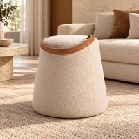 Puff Estofado Decorativo Cônico com Alça 45cm Multimóveis CRHOP-PUF002 Creme