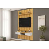 Painel Home Quarto p/ TV 55 Pol Isac 143cm Cedro/Bali DJ Móveis
