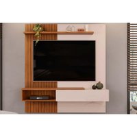 Painel Home Quarto p/ TV 65 Pol Tito 150cm White/Freijó DJ Móveis
