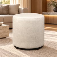 Puff Redondo Estofado Decorativo 45cm Multimóveis CRHOP-PUF004 Bege
