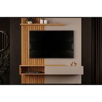 Painel Home Quarto p/ TV 65 Pol Tito 150cm Griz/Carvalho DJ Móveis