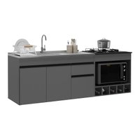 Balcão Cozinha para Pia/Cooktop/Forno 3 Portas 1 Gaveta 190cm Suspenso Milano Multimóveis MP3431