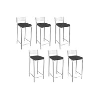 Kit 6un Banqueta Cozinha Gênova Alta Cromado/Preto Kappesberg