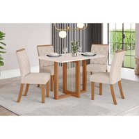 Mesa Cozinha Natalí 120 + 4 Cad Vita Nature/Bege Henn