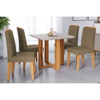 Mesa Cozinha Flora 95 + 4 Cad Nicole Nature/Capucc Cimol