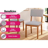 Kit 2un Cadeiras Cozinha Sabiá Madeira/Linho Cinza Cimol