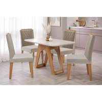 Mesa Cozinha Carol 130 + 4 Cad Nicole Nature/Bege Cimol
