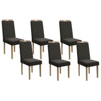 Kit 6un Cadeiras Cozinha Camélia Madeira Carv/Cinza Kappesberg