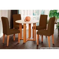 Mesa Cozinha Flora 109 + 4 Cad Maia Nature/Chocolate Cimol