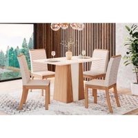 Mesa Cozinha Orus 120 + 4 Cad Isa Nature/Bege Henn
