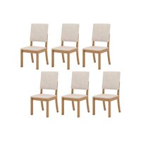 Kit 6un Cadeiras Cozinha Milla Nature/Suede Light Linho Henn