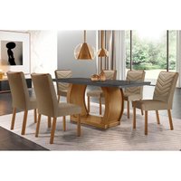 Mesa Cozinha Jade 180 + 6 Cad Londrina Capuccino Rufato